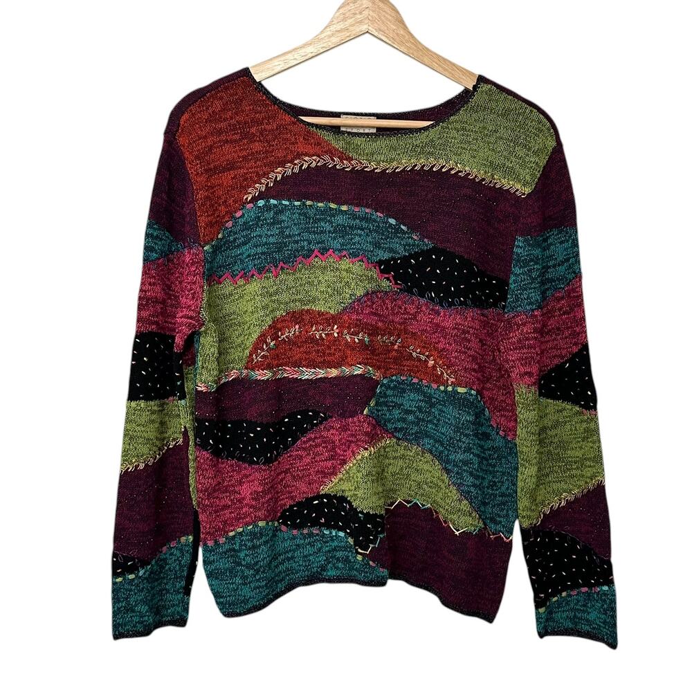 Vintage Sigrid Olsen Sport Silk Blend Patchwork Sweater (L)